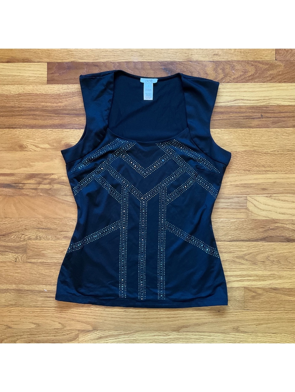 2000s cachet goth rhinestone black tank top size small vintage y2k grunge alt